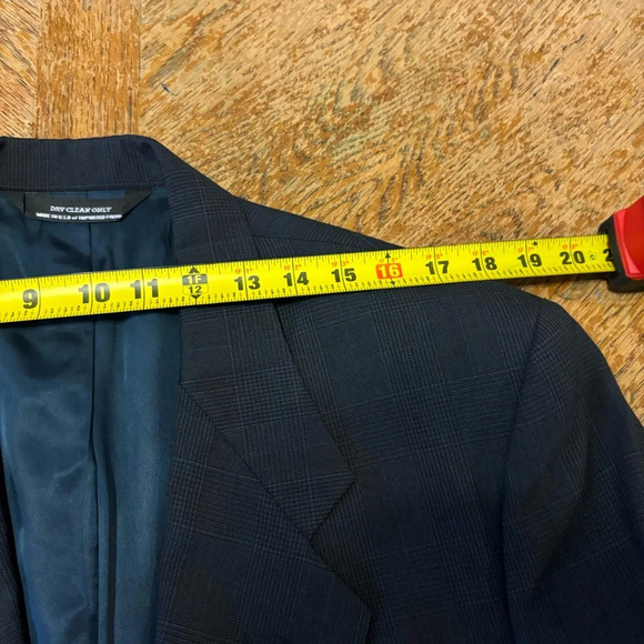 Vintage Jacket Blue Plaid 100% Wool Blazer John Alexander for Foleys 42R X 36W - Picture 4 of 10